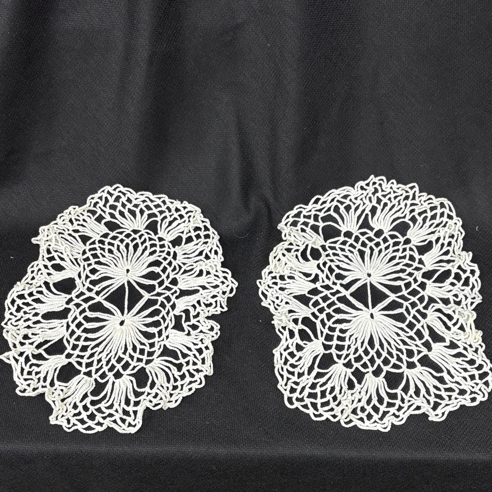 Pair of white Crochet Doilies (r)